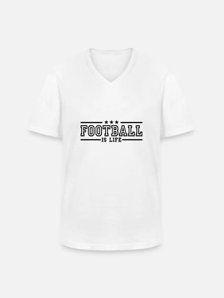 football is life deluxe - Klassiek mannen T-shirt met V-hals - wit