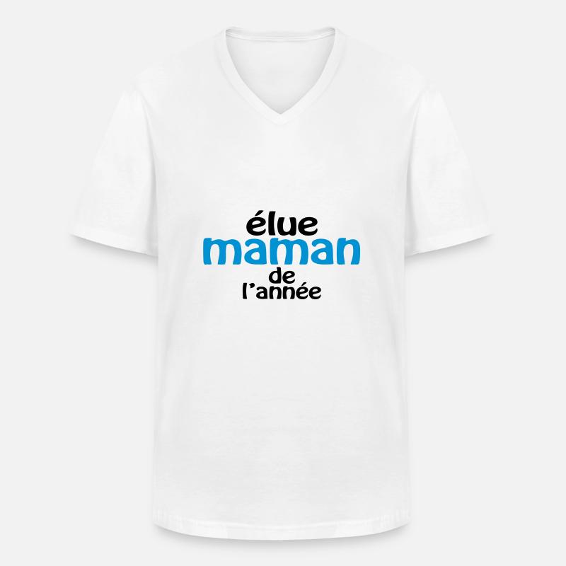 Maman de l'année (2c) - Männer-T-Shirt mit V-Ausschnitt - Weiß