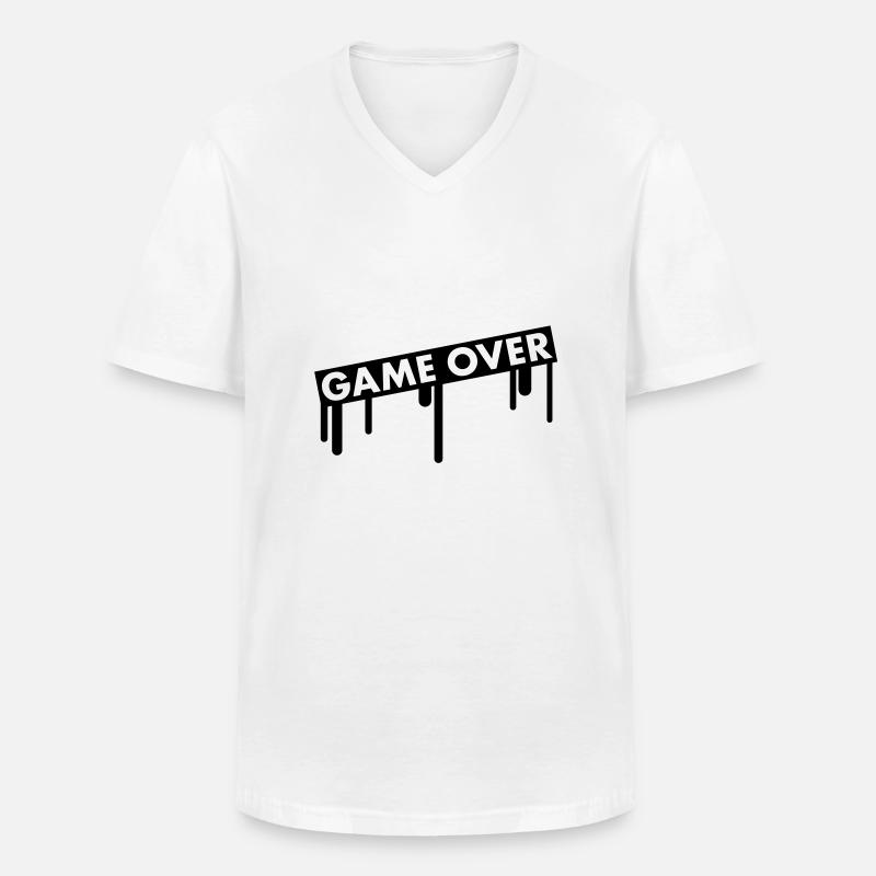 game_over - Männer-T-Shirt mit V-Ausschnitt - Weiß