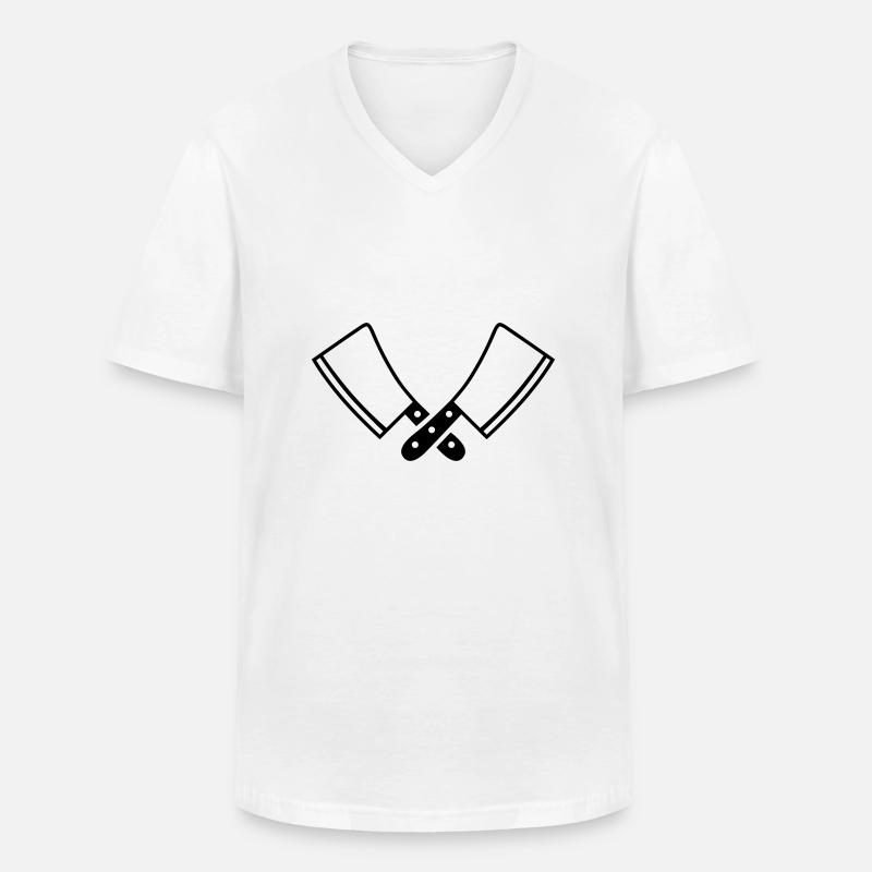 Messer - Männer-T-Shirt mit V-Ausschnitt - Weiß