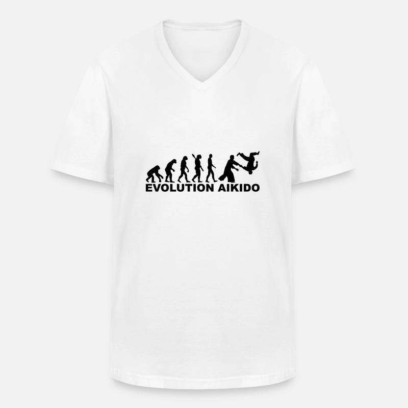 Aikido - Männer-T-Shirt mit V-Ausschnitt - Weiß