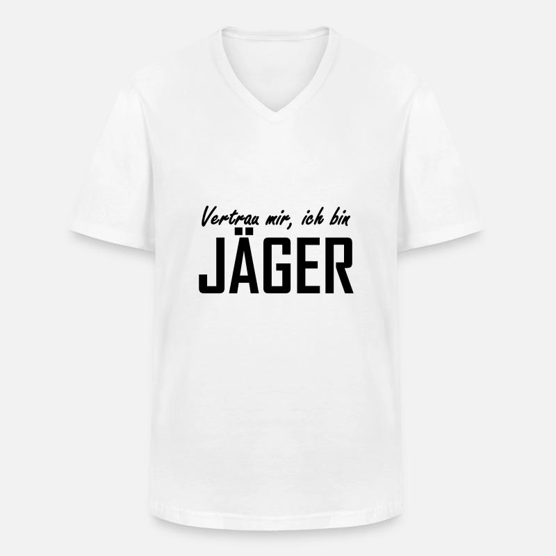 jäger - Männer-T-Shirt mit V-Ausschnitt - Weiß