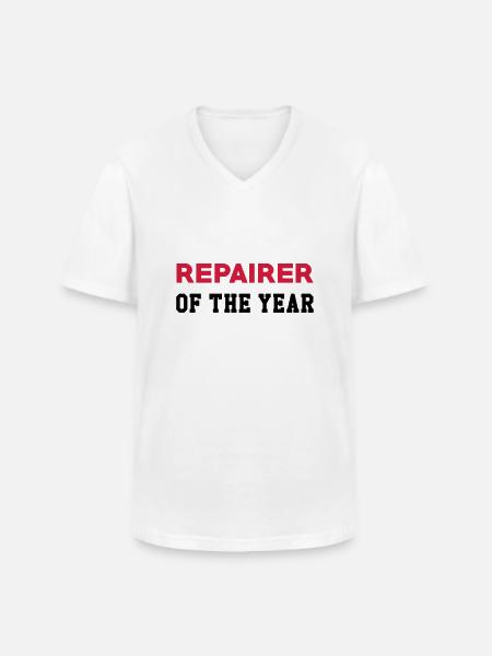 reparation / repair / repairer / DIY - Klassisk herre T-shirt med V-udskæring - hvid