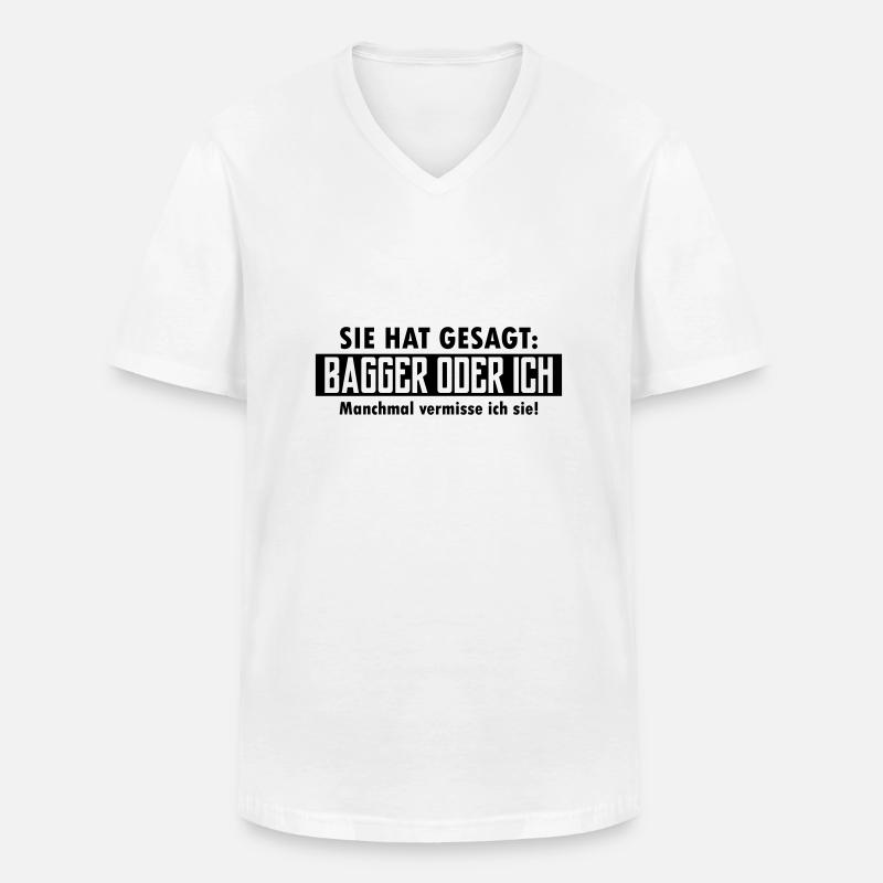 bagger oder ich - Männer-T-Shirt mit V-Ausschnitt - Weiß