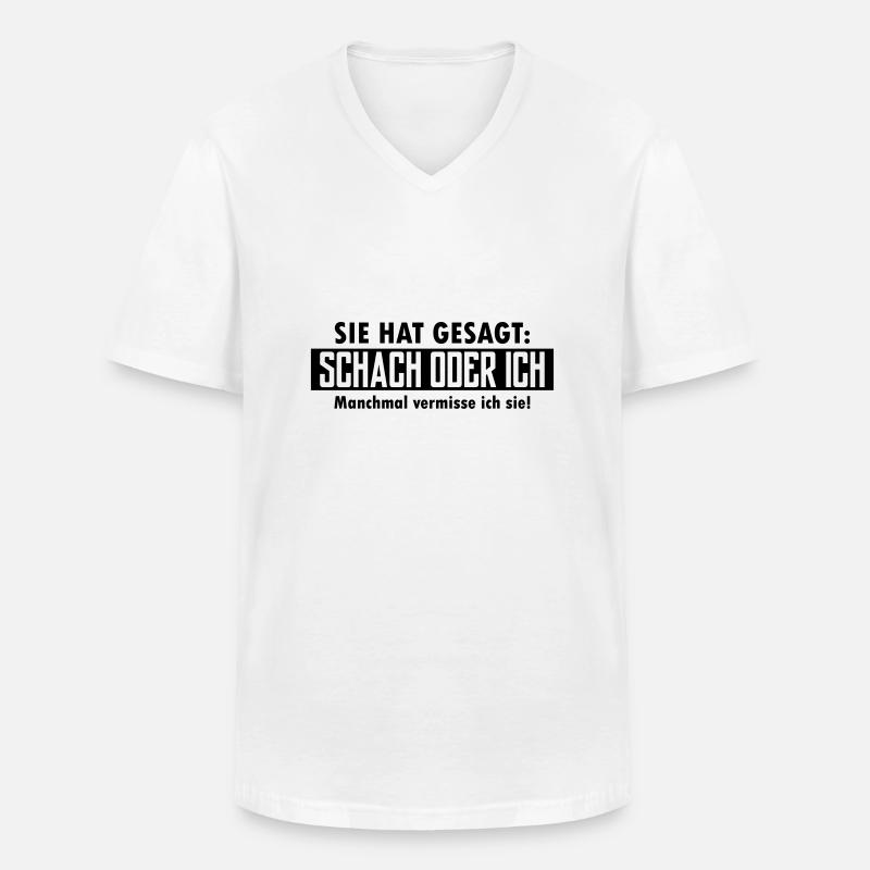 schach oder ich - Männer-T-Shirt mit V-Ausschnitt - Weiß