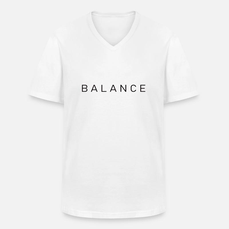 Équilibre | Équilibre, équilibre - T-shirt col V Homme - blanc