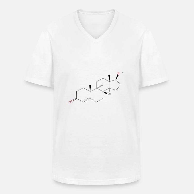 Testosteron-Molekül - Farbige Strukturformel - Männer-T-Shirt mit V-Ausschnitt - Weiß