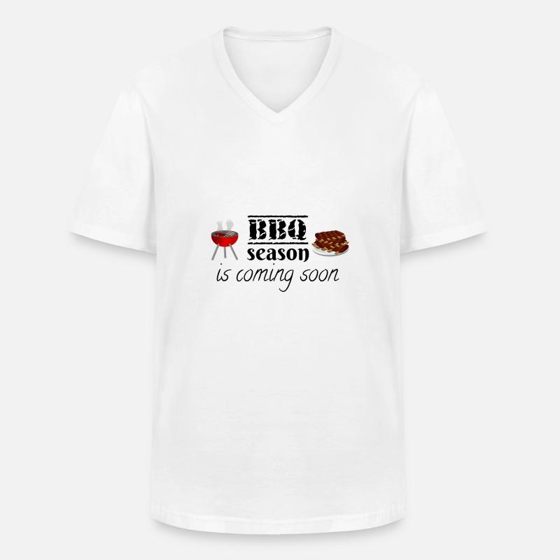 Die Grillsaison kommt bald. - Männer-T-Shirt mit V-Ausschnitt - Weiß