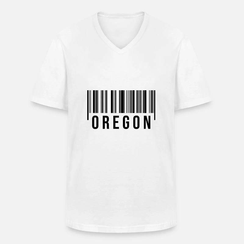 Code-barres de l’Oregon - T-shirt col V Homme - blanc