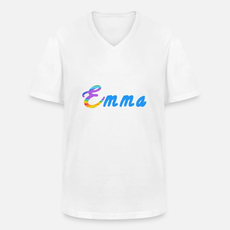 Emma - Männer-T-Shirt mit V-Ausschnitt - Weiß