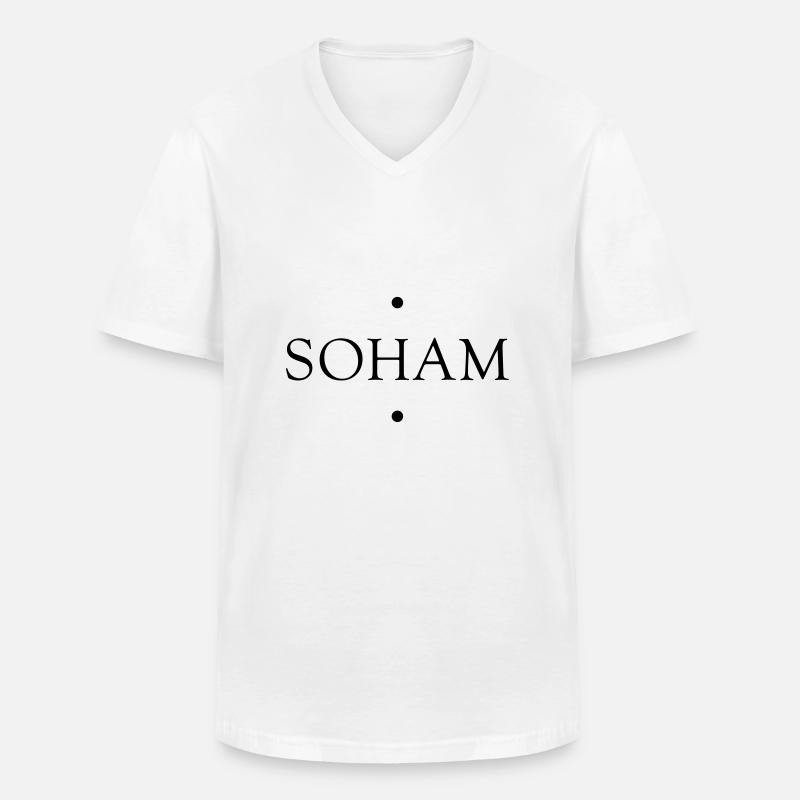 SOHAM - Männer-T-Shirt mit V-Ausschnitt - Weiß