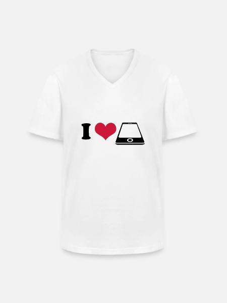 I love Smartphone - Männer-T-Shirt mit V-Ausschnitt - Weiß