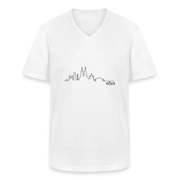 Skyline Köln Linie - Männer-T-Shirt mit V-Ausschnitt - Weiß - Vorne - AI Model Male 185 light (185cm)