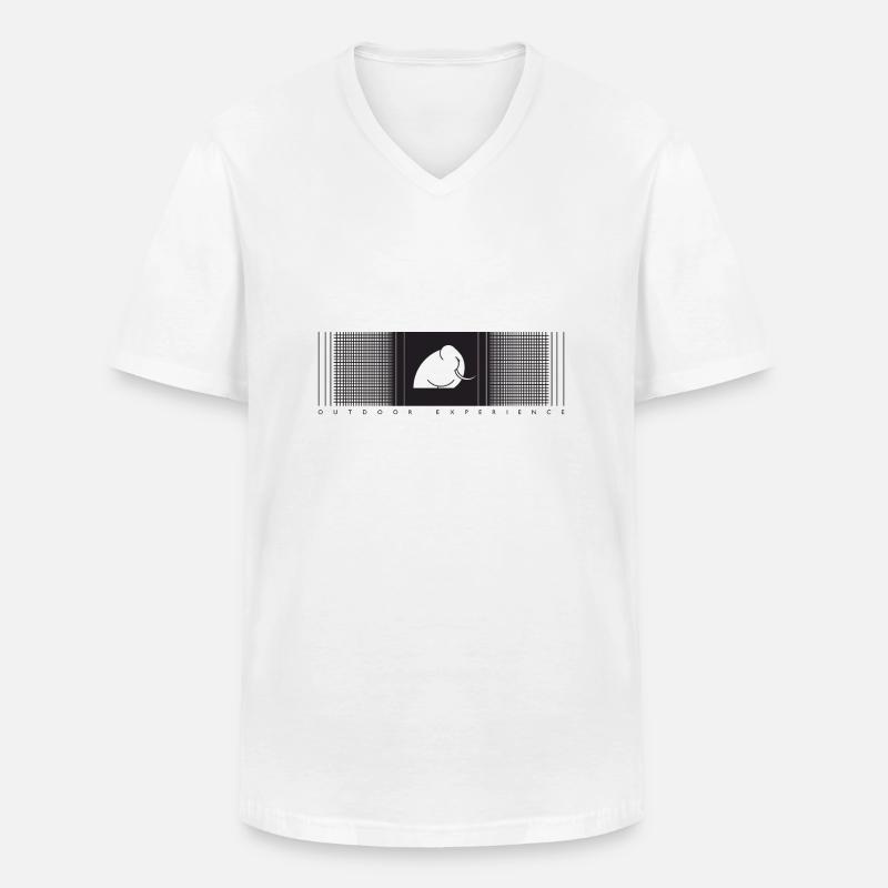 Mamood gradient check pattern - Men's V-Neck T-Shirt - white