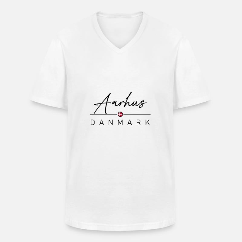 Dänemark - Aarhus - Denmark - Männer-T-Shirt mit V-Ausschnitt - Weiß