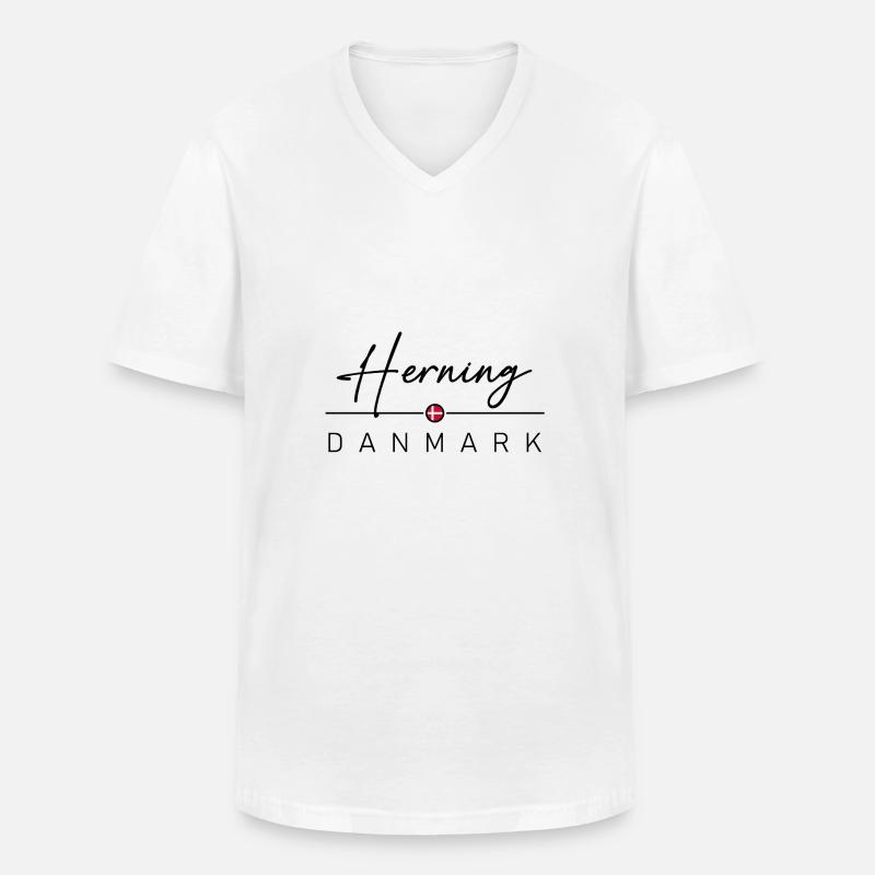 Dänemark - Herning - Danmark - Denmark - Männer-T-Shirt mit V-Ausschnitt - Weiß