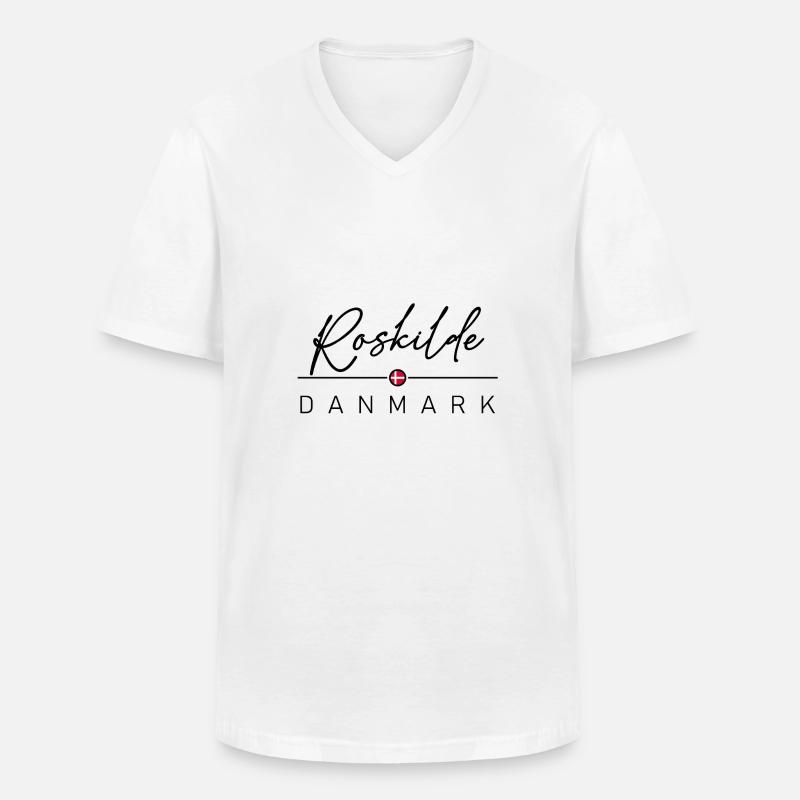 Dänemark - Roskilde - Danmark - Denmark - Männer-T-Shirt mit V-Ausschnitt - Weiß