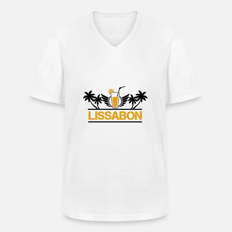 Lissabon - Männer-T-Shirt mit V-Ausschnitt - Weiß