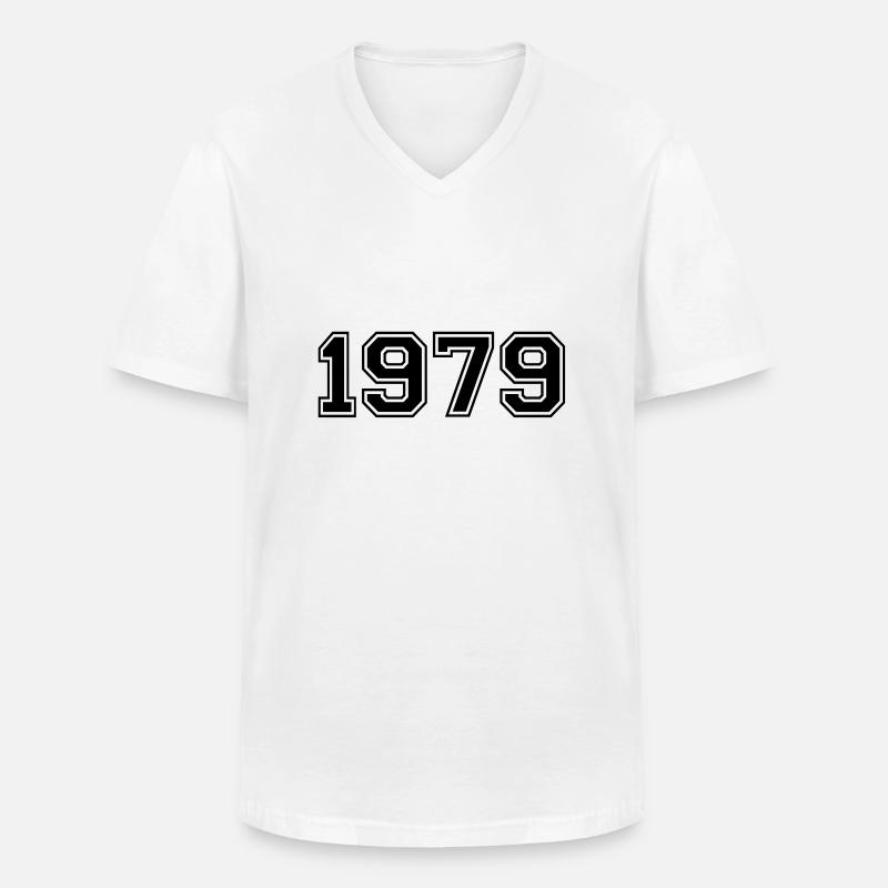 1979 - Männer-T-Shirt mit V-Ausschnitt - Weiß