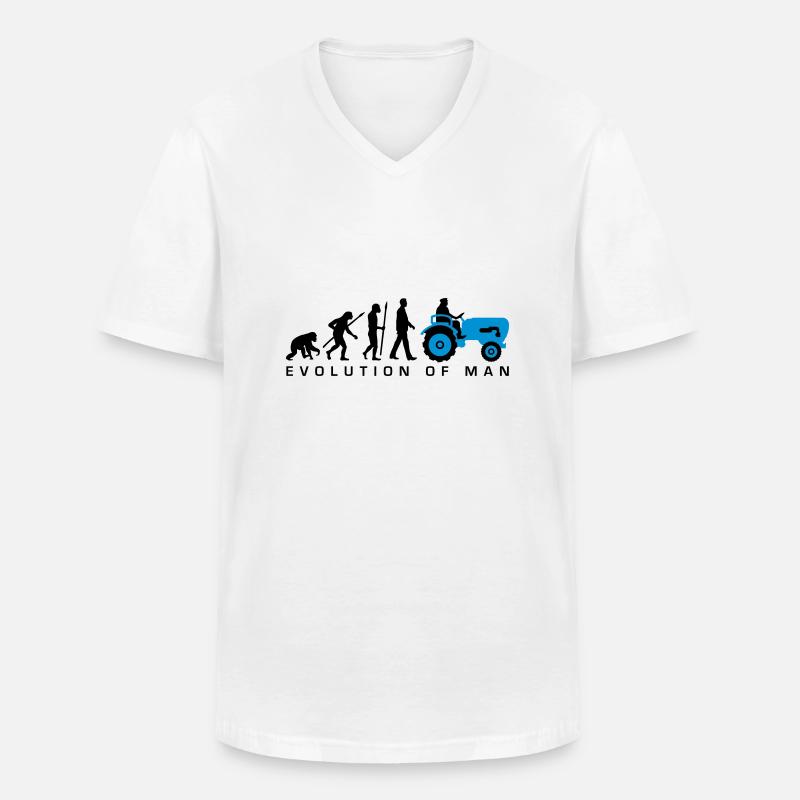 evolution_bauer_mit_traktor_032013_a_2c - Männer-T-Shirt mit V-Ausschnitt - Weiß