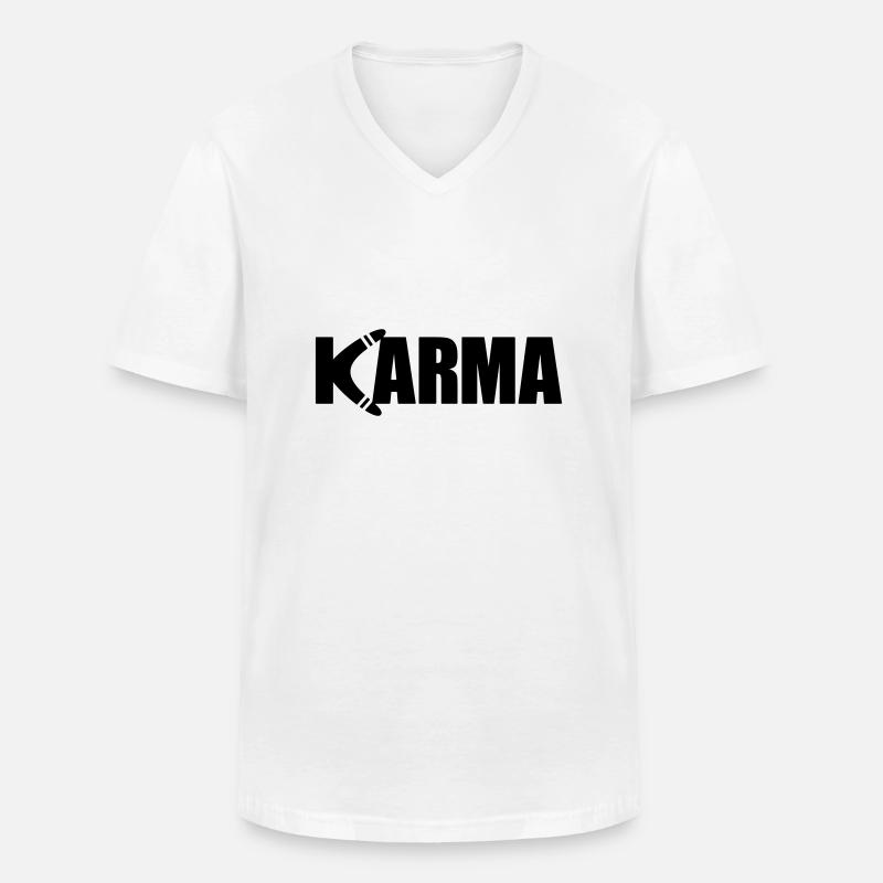 KARMA BOOMERANG - Männer-T-Shirt mit V-Ausschnitt - Weiß