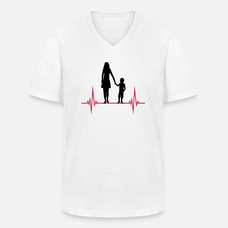 Mama Sohn Puls - Männer-T-Shirt mit V-Ausschnitt - Weiß
