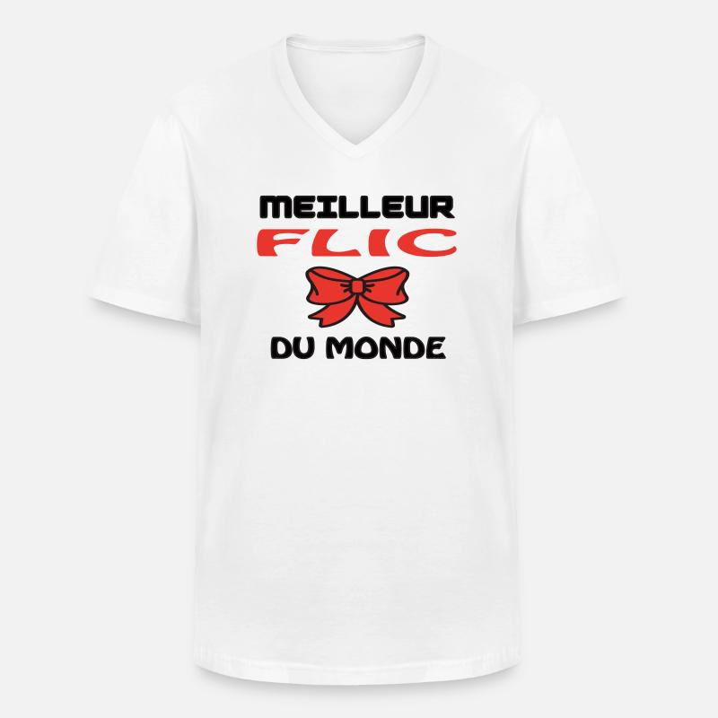 BESTER COP DER WELT - Männer-T-Shirt mit V-Ausschnitt - Weiß