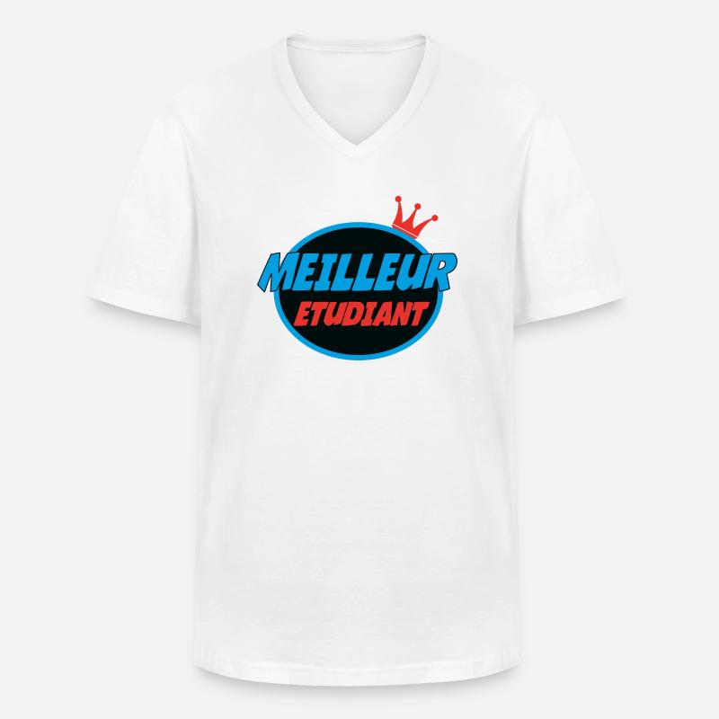 BESTER STUDENT - Männer-T-Shirt mit V-Ausschnitt - Weiß
