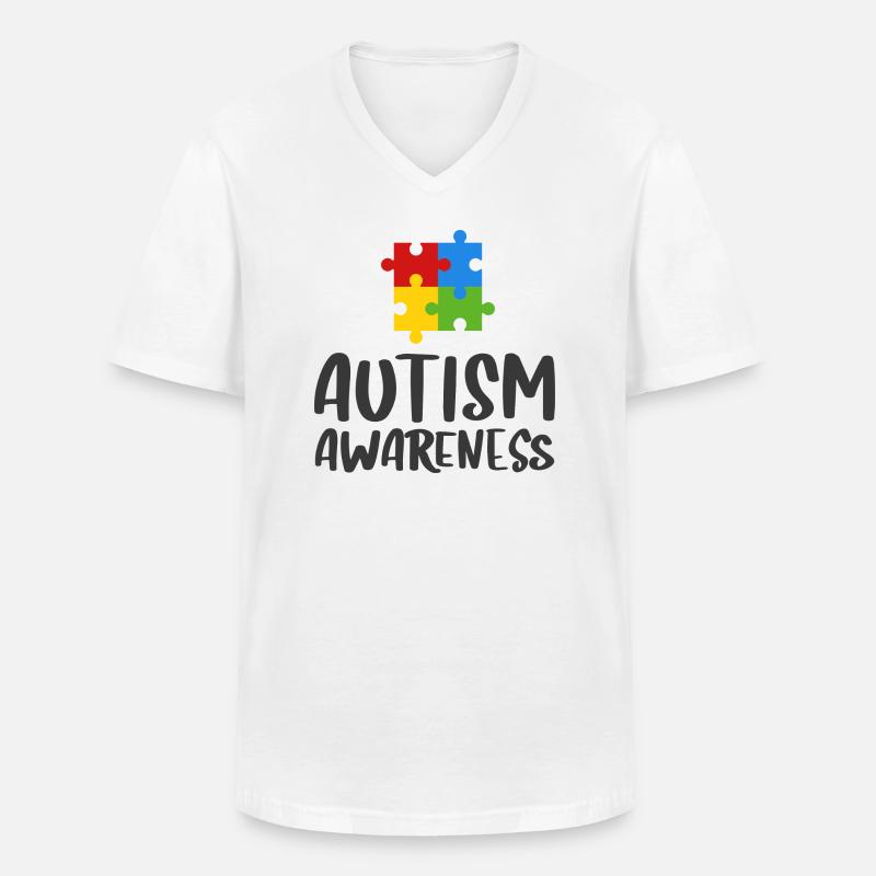Autismus Bewusstsein - Männer-T-Shirt mit V-Ausschnitt - Weiß