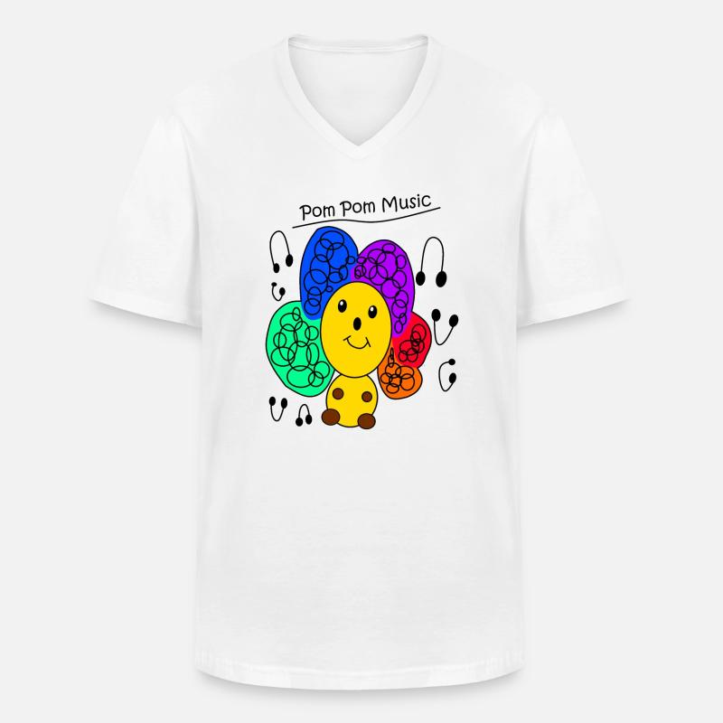 PomPom - Männer-T-Shirt mit V-Ausschnitt - Weiß
