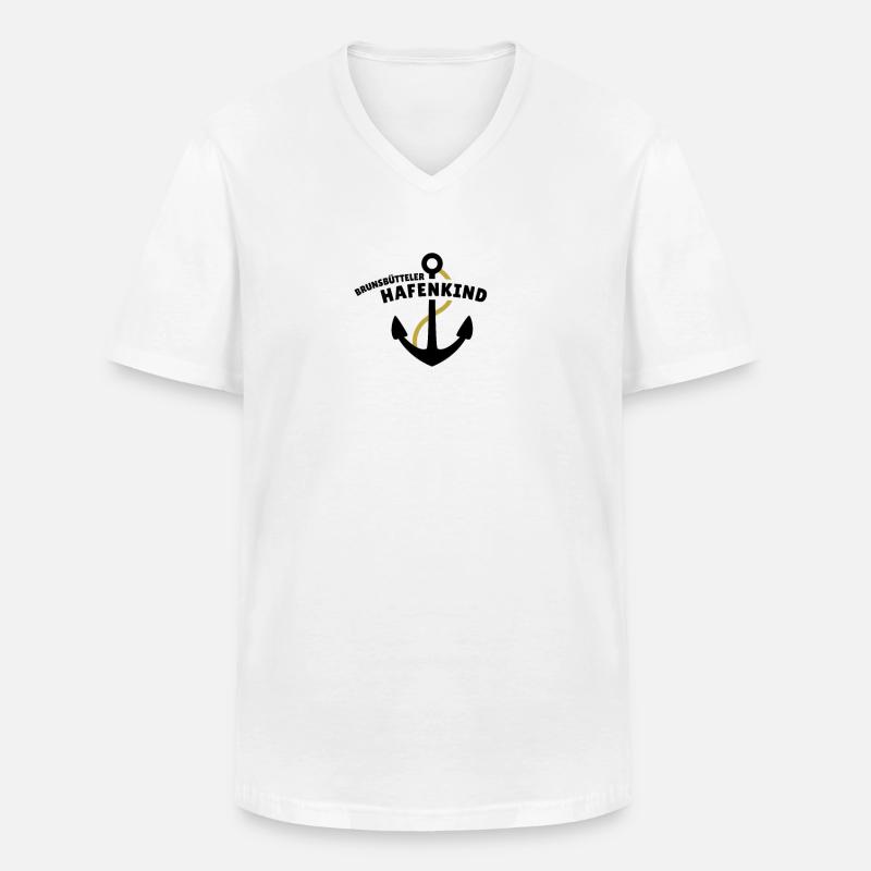 Brunsbütteler Hafenkind - Männer-T-Shirt mit V-Ausschnitt - Weiß