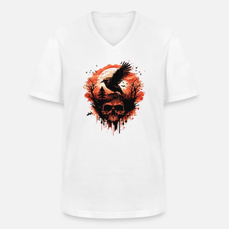 Horror Schädel - Männer-T-Shirt mit V-Ausschnitt - Weiß