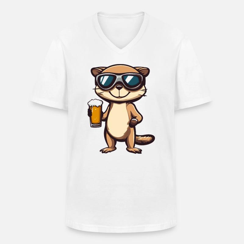 Erdmännchen Apres Ski Bier Comic - Männer-T-Shirt mit V-Ausschnitt - Weiß
