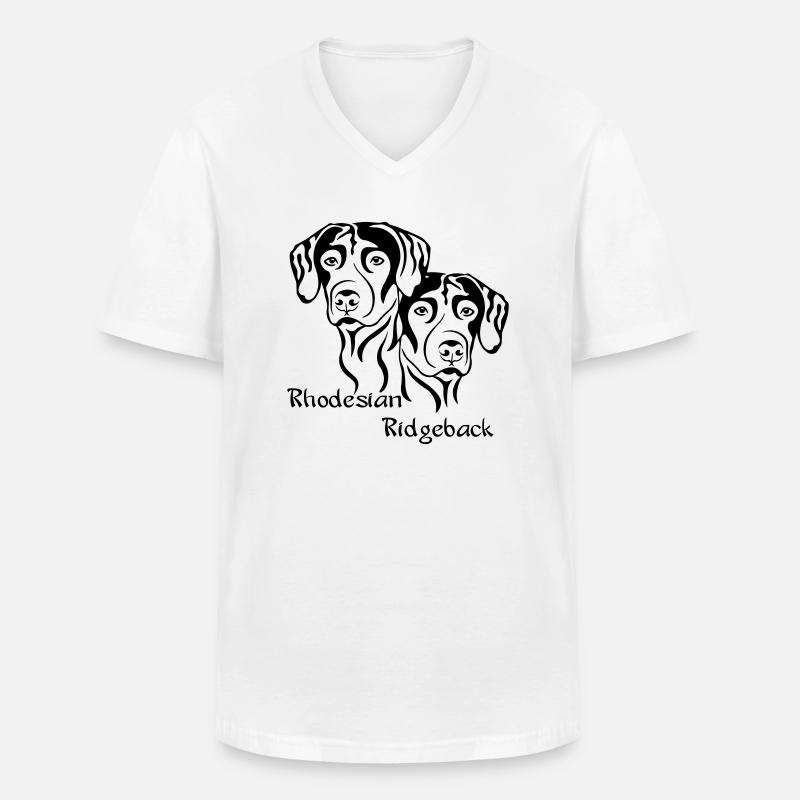 2 Rhodesian Ridgeback / helle Stoffe - Männer-T-Shirt mit V-Ausschnitt - Weiß