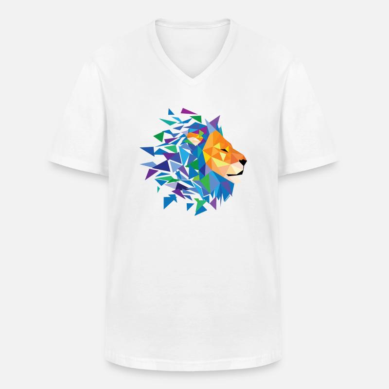 Löwe ("Wild" -Sammlung) - Männer-T-Shirt mit V-Ausschnitt - Weiß