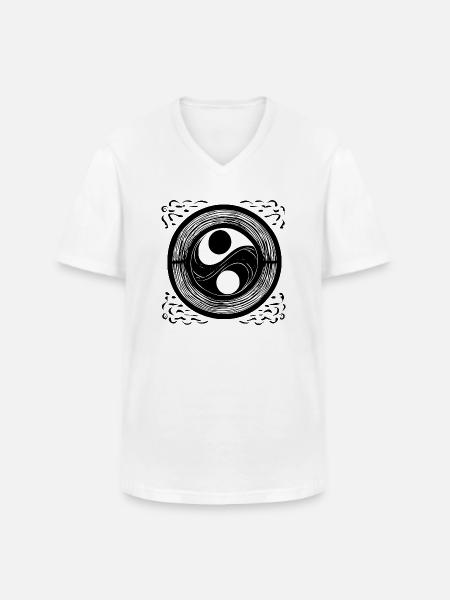 Yin Yang Tegn Symbol Fred glad 6 - Klassisk herre T-shirt med V-udskæring - hvid
