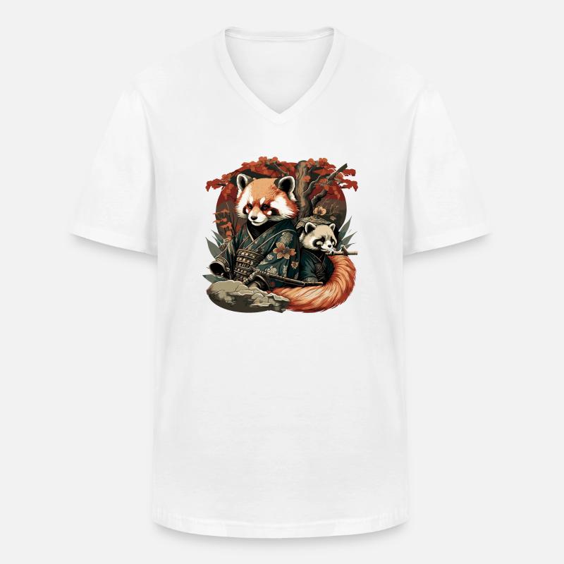 Roter Panda 9 - Männer-T-Shirt mit V-Ausschnitt - Weiß
