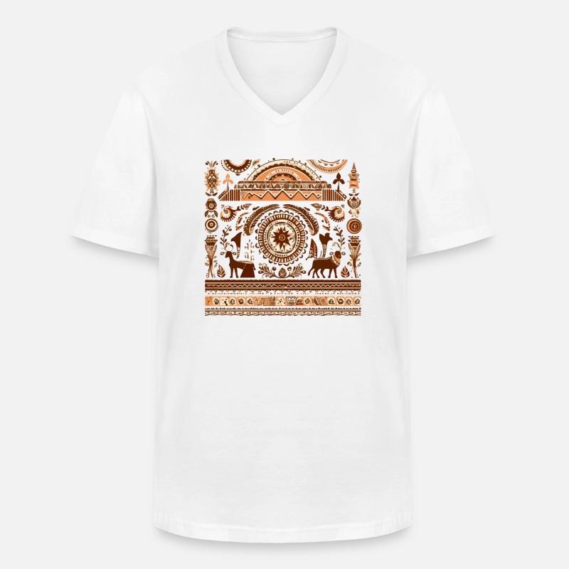 Afrikanische Folklore - Männer-T-Shirt mit V-Ausschnitt - Weiß