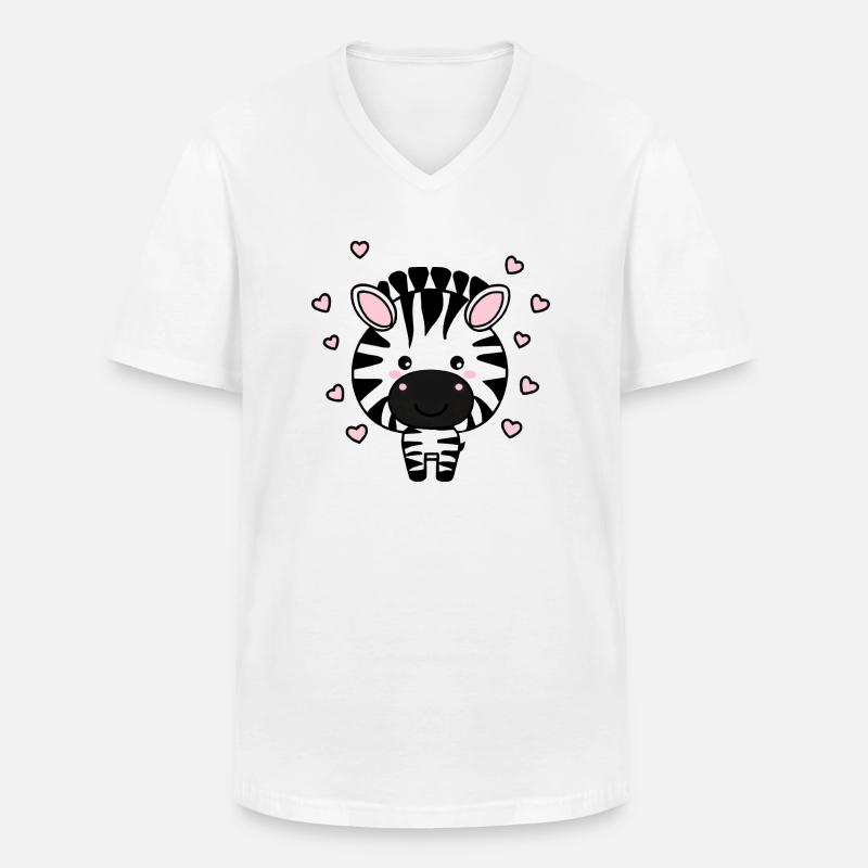 Süßes Zebra mit Herzchen - Männer-T-Shirt mit V-Ausschnitt - Weiß