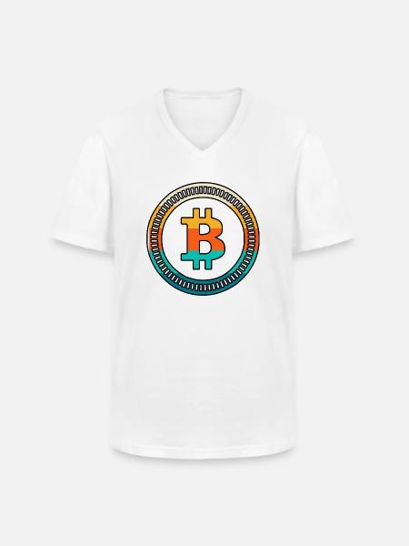 Bitcoin rétro - T-shirt col V Homme - blanc