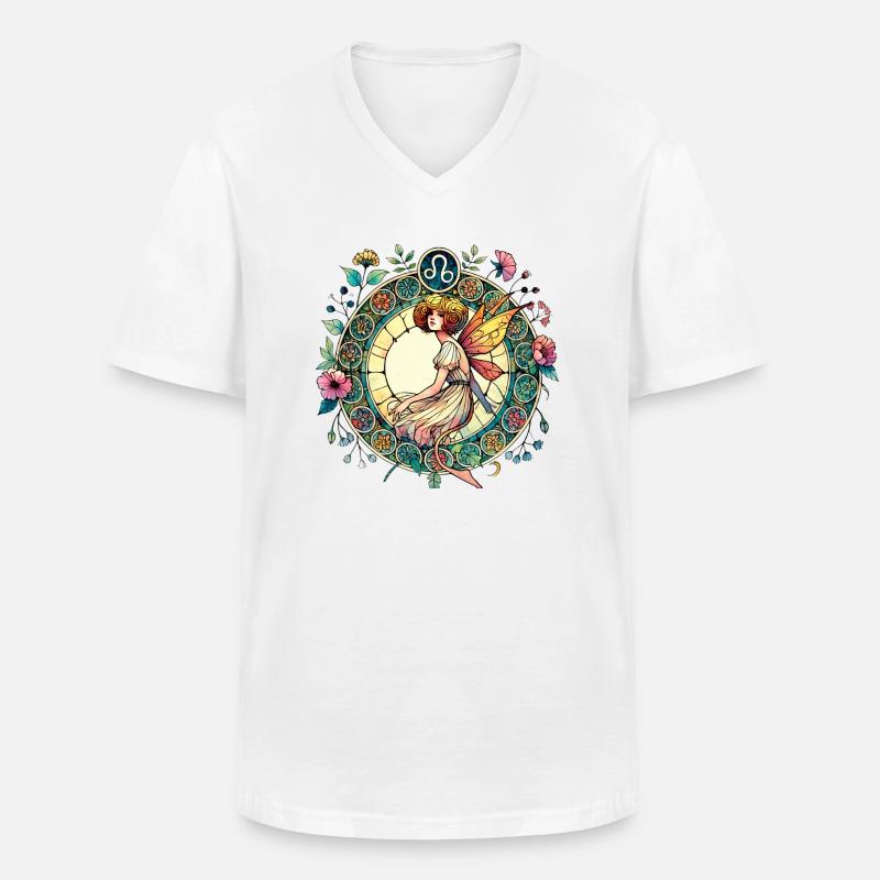 Löwe Fee - Männer-T-Shirt mit V-Ausschnitt - Weiß