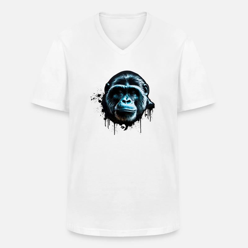 Silverback - Männer-T-Shirt mit V-Ausschnitt - Weiß