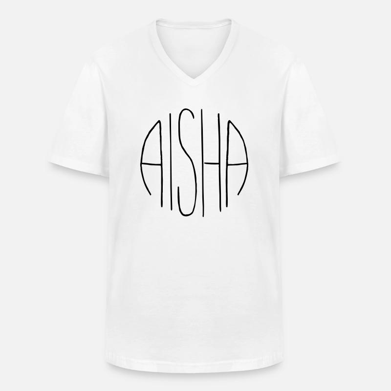 Aisha - Männer-T-Shirt mit V-Ausschnitt - Weiß