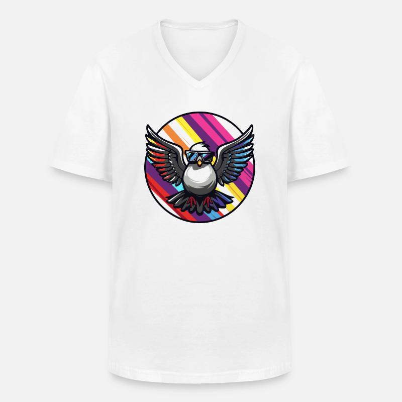 Taube Vogel Cool Comic - Männer-T-Shirt mit V-Ausschnitt - Weiß