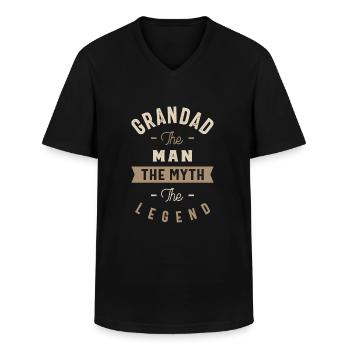 Grand-père Le Mythe - T-shirt col V Homme - noir - Devant - AI Model Male 178 dark (178cm)