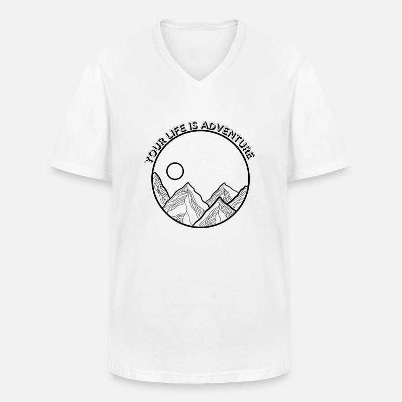 Dein Leben ist ein Abenteuer - Männer-T-Shirt mit V-Ausschnitt - Weiß
