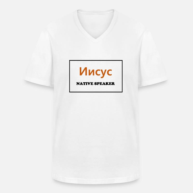 Native Speaker, russisch - Männer-T-Shirt mit V-Ausschnitt - Weiß
