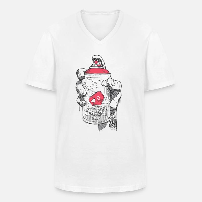 hand spray ZERO - Männer-T-Shirt mit V-Ausschnitt - Weiß