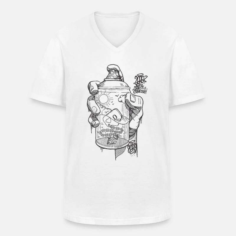 hand spray ZERO bw - Männer-T-Shirt mit V-Ausschnitt - Weiß