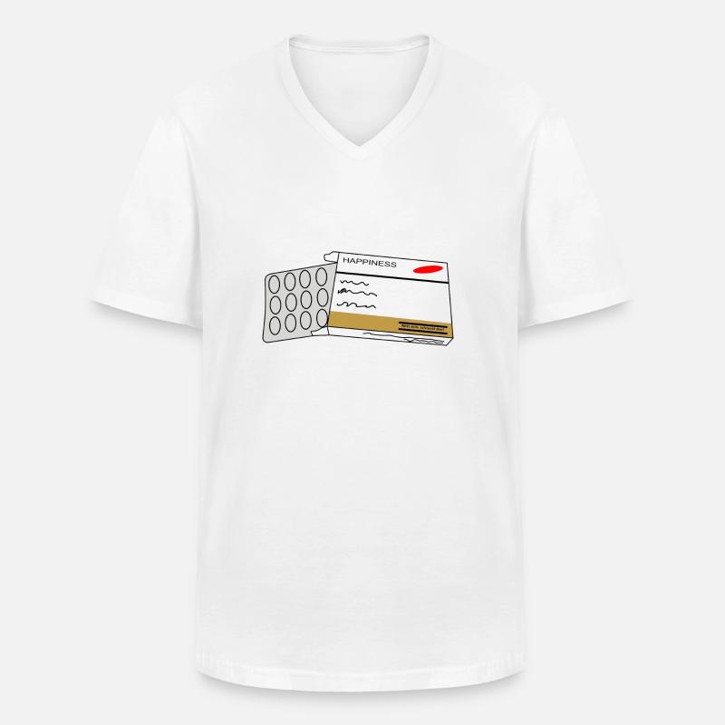 Happiness - Männer-T-Shirt mit V-Ausschnitt - Weiß